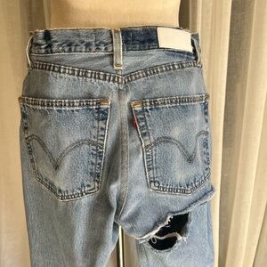 RE/DONE Levi’s Blue Distressed Butt Rip Denim Jeans 24